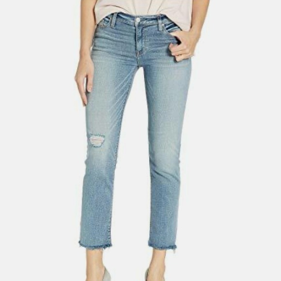 Hudson Nico Cigarette Size 28 Mid Rise Straight Ankle Jean Raw Hem Medium Wash - Picture 1 of 13